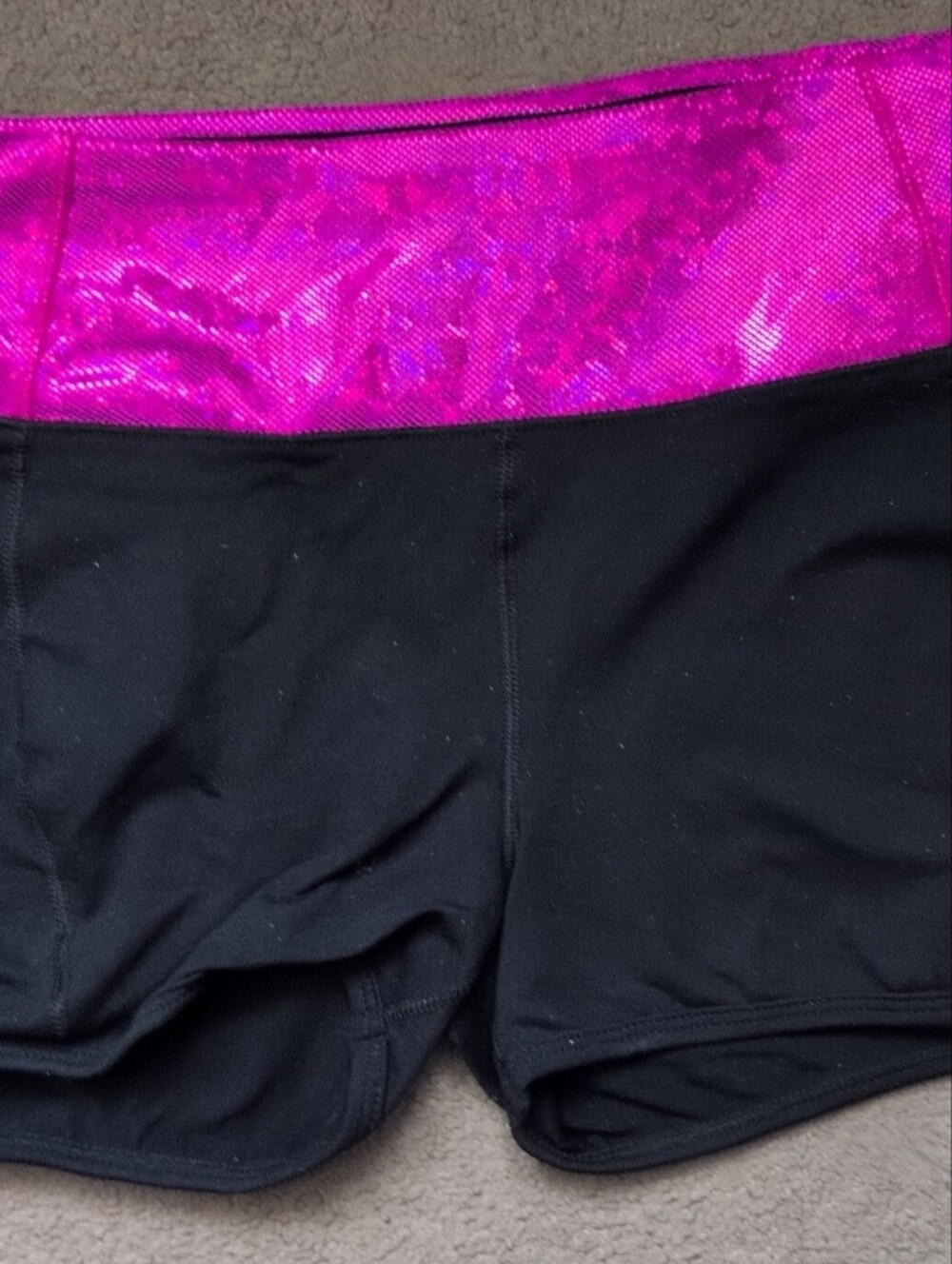 bebe Black Shorts with Metallic Pink Waistband